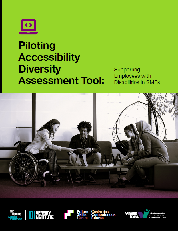 A report cover showing a woman in a wheelchair meeting with diverse colleagues.